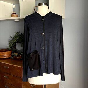 Staley Gretzinger Shirt Jacket Blue Black Art to Wear Lagenlook